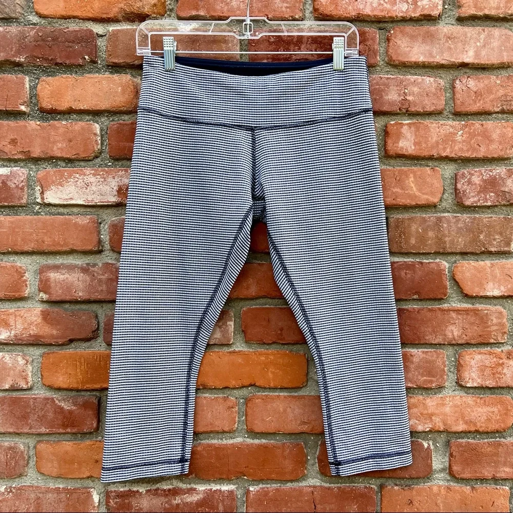 Lululemon Wunder Under Crop Black White Inkwell Gingham - Picture 2 of 9